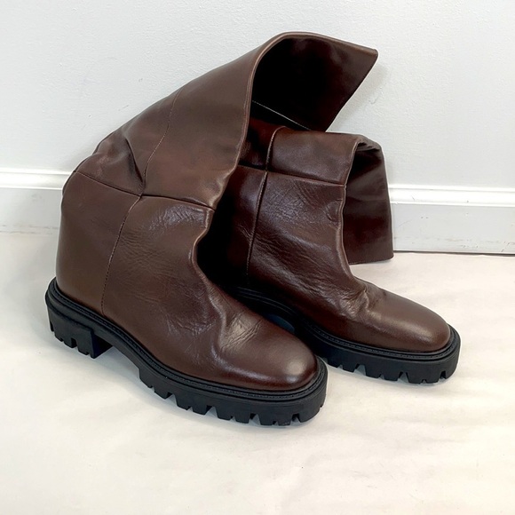 New Zara Tall Lug Sole Leather Boots - Picture 9 of 10